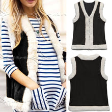 Flocking Faux Fur Sleeveless Vest Women Leather Patchwork Warm Waistcoat Black Yellow Colete Feminino Outwear J4U66