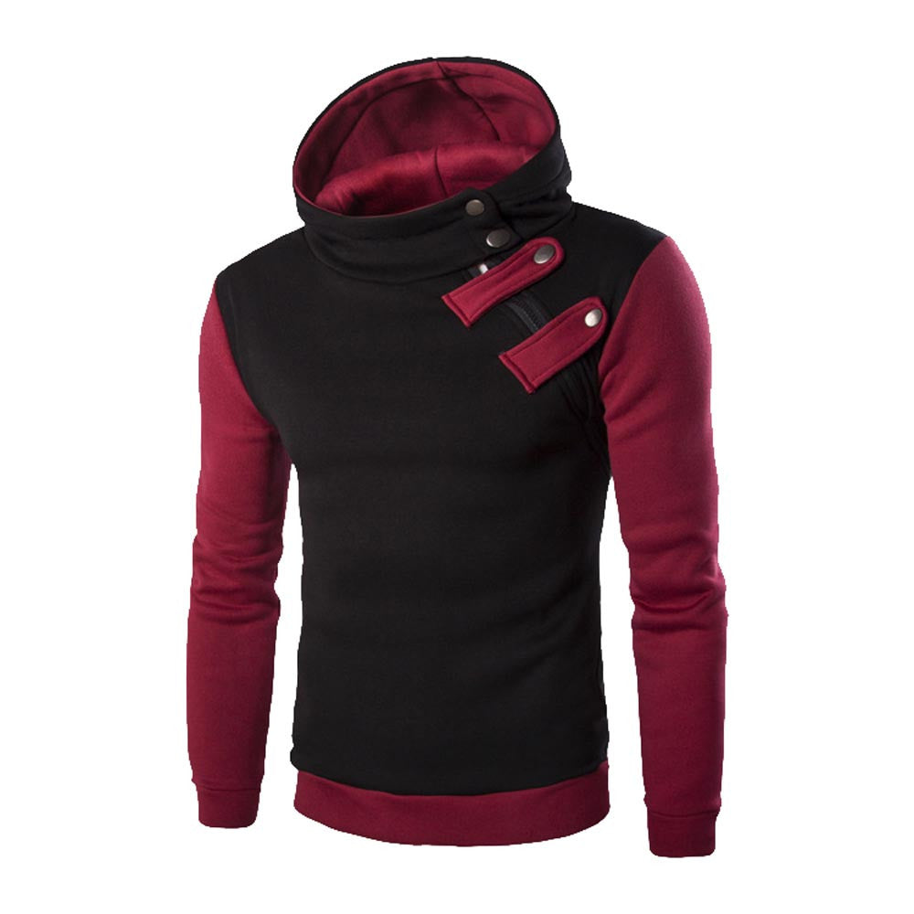 Slim Hoodies Men Sweatshirt Retro Long Sleeve Pullover Hooded SportswearPatchwork Fleece Tracksuit Plus Size J4U66