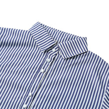 vertical striped women blouse casual shirts streetwear  long sleeve women tops blue J4U66