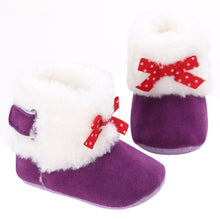Baby Knitted Faux Fleece Crib Snow Boots Shoes Kids Bowknot Woolen Moccasins Booties Shoes J4U66
