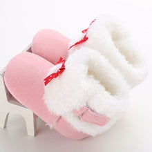Baby Knitted Faux Fleece Crib Snow Boots Shoes Kids Bowknot Woolen Moccasins Booties Shoes J4U66