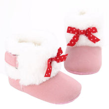 Baby Knitted Faux Fleece Crib Snow Boots Shoes Kids Bowknot Woolen Moccasins Booties Shoes J4U66