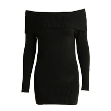 women off the shoulder knitted dress long sleeve party short mini dress black grey bodycon dress J4U66