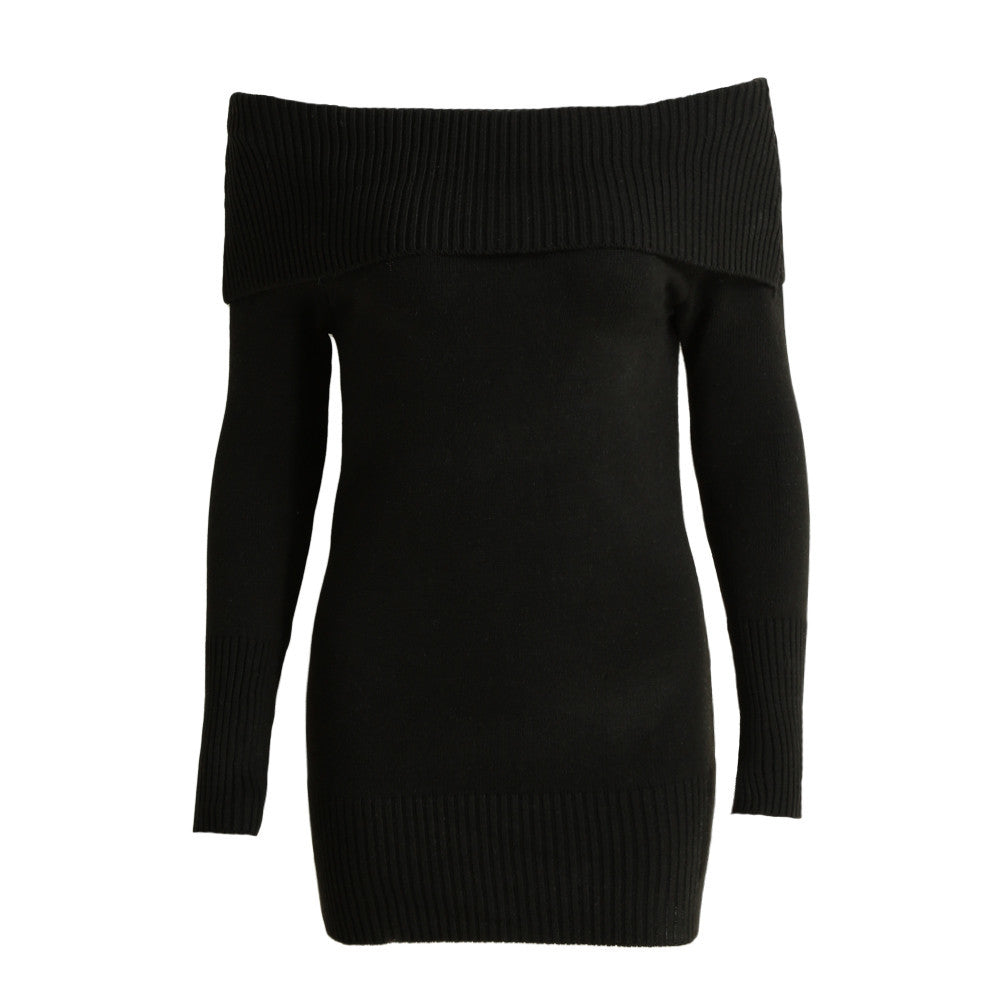 women off the shoulder knitted dress long sleeve party short mini dress black grey bodycon dress J4U66