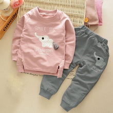 kids clothes baby boys girls cartoon elephant cotton set children clothing sets child t-shirts pants suit J4U66