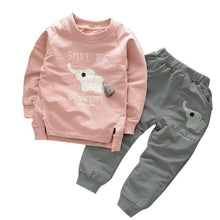 kids clothes baby boys girls cartoon elephant cotton set children clothing sets child t-shirts pants suit J4U66