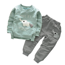 kids clothes baby boys girls cartoon elephant cotton set children clothing sets child t-shirts pants suit J4U66