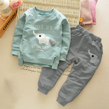 kids clothes baby boys girls cartoon elephant cotton set children clothing sets child t-shirts pants suit J4U66