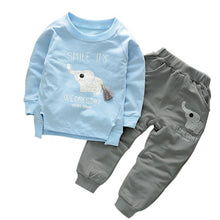 Kids Clothes Baby Boys Girls Cartoon Elephant Cotton Set Children Clothing Sets Child T-Shirt+Pants Suit J4U66