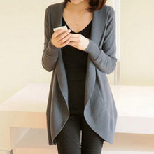 plus size women long sleeve knitted sweatercasual solid scarf collarcardigans sweaters J4U66