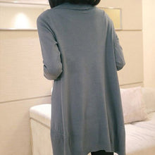 plus size women long sleeve knitted sweatercasual solid scarf collarcardigans sweaters J4U66
