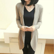 plus size women long sleeve knitted sweatercasual solid scarf collarcardigans sweaters J4U66