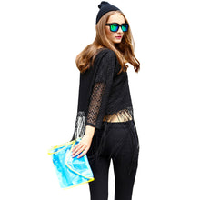 sexy women blouses girl lace long tassel hollow out 3/4 sleeve casual loose women tops blusas streetwear J4U66