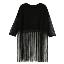 sexy women blouses girl lace long tassel hollow out 3/4 sleeve casual loose women tops blusas streetwear J4U66