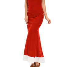 sexy women christmas robe femme costume erotic santa dress backless mermaid halter runway wear dress red J4U66