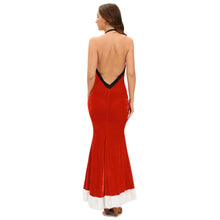 sexy women christmas robe femme costume erotic santa dress backless mermaid halter runway wear dress red J4U66