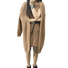 sweater women cardigans knitted cardigan two piece sweater set grey light grey khaki J4U66
