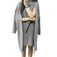 sweater women cardigans knitted cardigan two piece sweater set grey light grey khaki J4U66