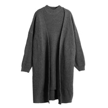 sweater women cardigans knitted cardigan two piece sweater set grey light grey khaki J4U66