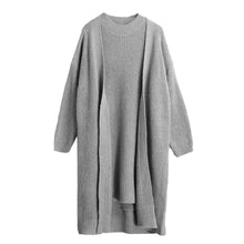 sweater women cardigans knitted cardigan two piece sweater set grey light grey khaki J4U66