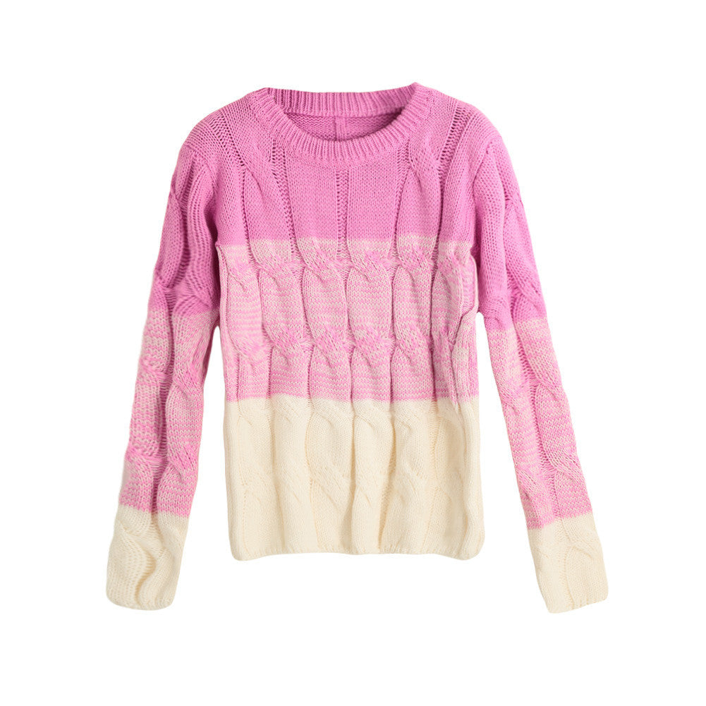 women knitted sweatercandycolor o neck long sleeve casual pullover women tops knitwear 5colors J4U66