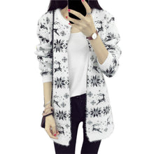 women lady long knitted cardigan coat heart plaid pattern round collar jacket warm sweaters J4U66