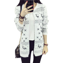 women lady long knitted cardigan coat heart plaid pattern round collar jacket warm sweaters J4U66