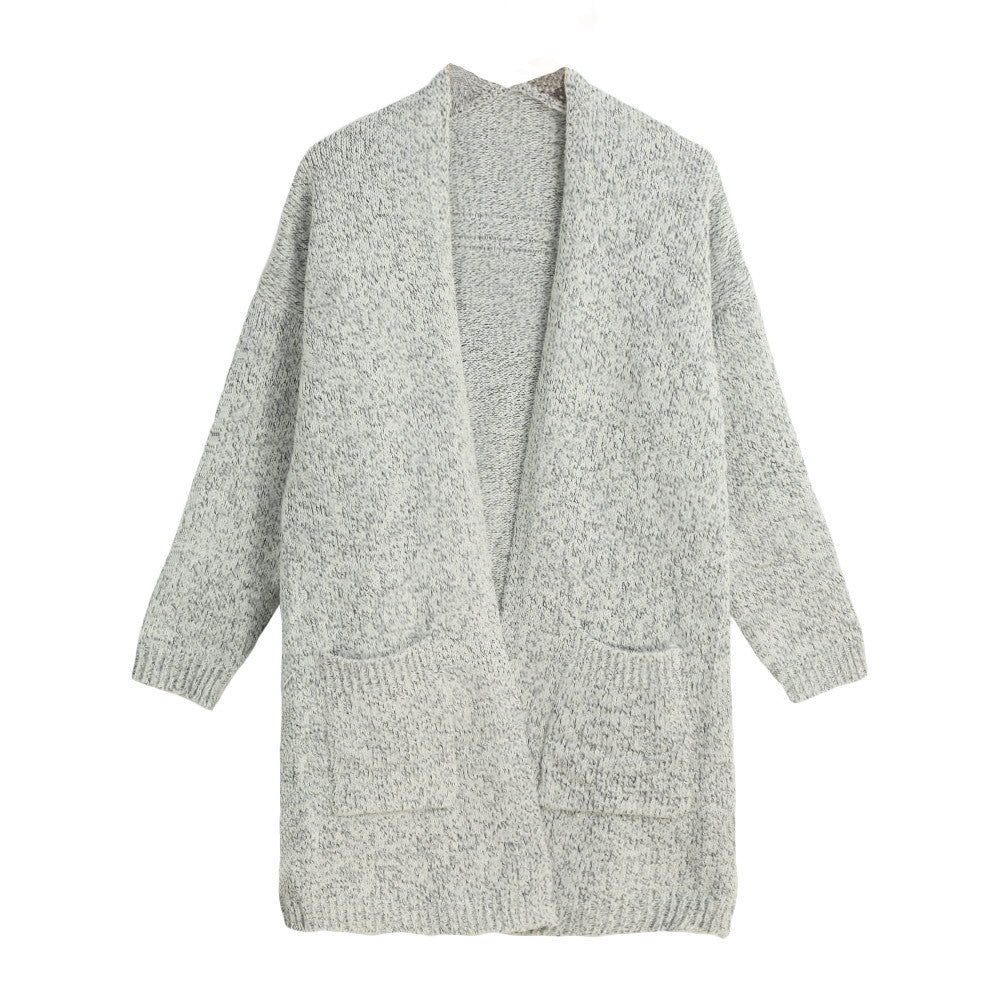 women long knitted cardigan loose open front pocket sweater poncho long sleeve casual cardigan outerwearcoat J4U66