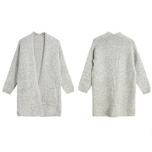 women long knitted cardigan loose open front pocket sweater poncho long sleeve casual cardigan outerwearcoat J4U66