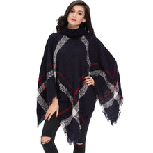 women tassel sweater batwing plaid fringed pullovers women tops poncho shawl cape pull femme sweter J4U66