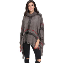 women tassel sweater batwing plaid fringed pullovers women tops poncho shawl cape pull femme sweter J4U66
