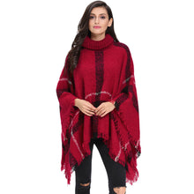 women tassel sweater batwing plaid fringed pullovers women tops poncho shawl cape pull femme sweter J4U66