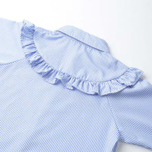 women dress turn down long sleeve striped print vintage dress ruffle shirt dress plus size casual dresses vestidos J4U66