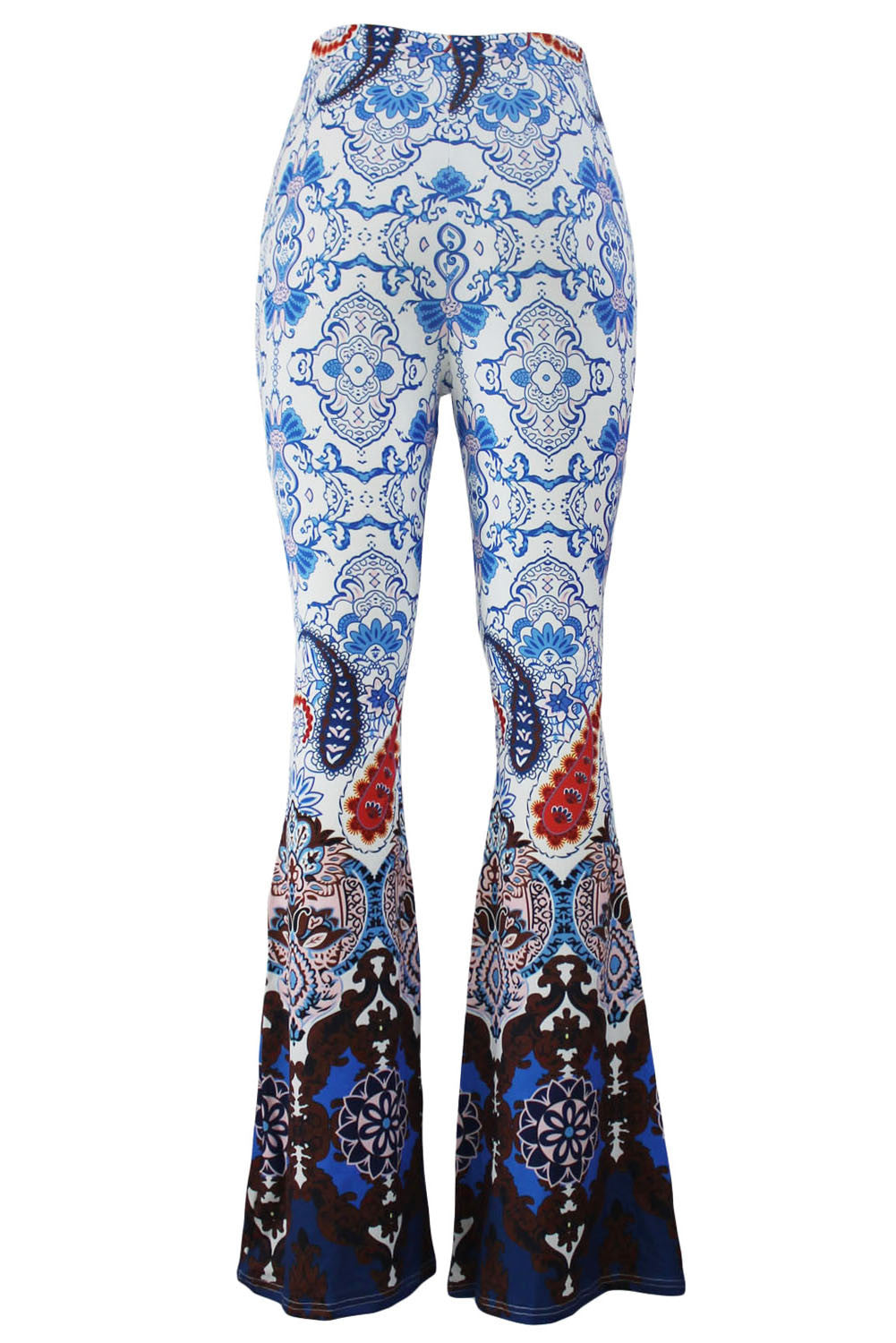 women high waist wide leg palazzo pants long pants casual flare palazzo trousers floral classic flare pants J4U66