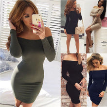 long sleeve dresses sexy off shoulder bodycon party dresses women dress warm robe vestidos plus size J4U66