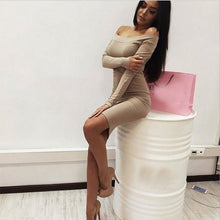long sleeve dresses sexy off shoulder bodycon party dresses women dress warm robe vestidos plus size J4U66