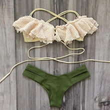 beach retro halter bikini sets back print brazilian push up bikini women swimwear biquini beach wear bathing suit J4U66