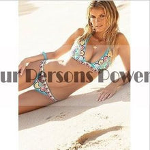 bikini brazilian sexy retro printing bandage leaf edge women swimwear bikini set wrap top bathing suits swim biquini J4U66