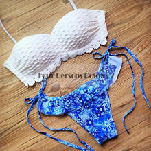 bikini brazilian sexy retro printing bandage leaf edge women swimwear bikini set wrap top bathing suits swim biquini J4U66