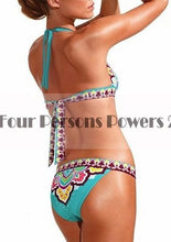 bikini brazilian sexy retro printing bandage leaf edge women swimwear bikini set wrap top bathing suits swim biquini J4U66