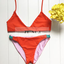 bikinis swimwear padded style swimming suit halter printed swimsuit bikinis set women high neck beachwear J4U66