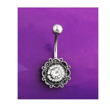 Black Crystal Flower Belly Button Navel Ring Bar Body Piercing Belly Button Rings Dangle J4U66