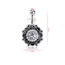 Black Crystal Flower Belly Button Navel Ring Bar Body Piercing Belly Button Rings Dangle J4U66