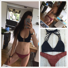 black sexy push up bikini strappy swimsuit swimwear women halter bathing suit bather biquini maillot de bain J4U66