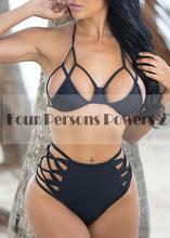 black bandage high waist sexy push up bikini swimsuit swimwear women halter bathing suit bather biquini maillot de bain J4U66