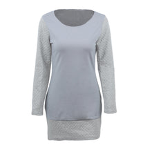 bodycon women dress contrast splicing round neck long sleeve sexy mini party dresses vestidos grey light grey J4U66