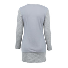 bodycon women dress contrast splicing round neck long sleeve sexy mini party dresses vestidos grey light grey J4U66