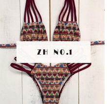 bohemia wind sexy attractive women bikini push up bathing suit large size low waist bikinis set sexy halterc141 J4U66