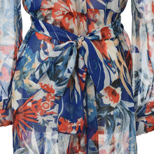 Bohemian Style Chiffon Beach Party High Split Dresses Maxi Long Sexy Women Deep V-Neck Floral Dress J4U66