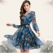 bohemian womens v neck chiffon pleated floral gown prom chiffon dresses J4U66